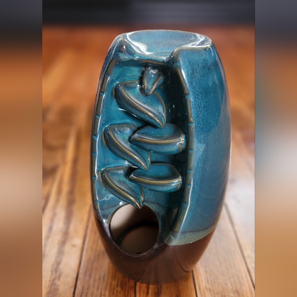 Ceramic Waterfall Incense Burner - Blue and Brown